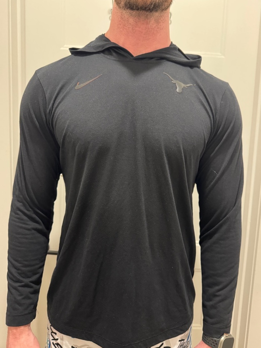 Nike Black Long-Sleeve Hooded Performance Top